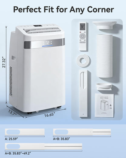 Tehanld 12000 BTU Mobile Klimaanlage Klimaanlage 4 in 1 Kühler AC-Einheit für Räume bis zu 600 Quadratfuß mit Luftentfeuchter, Ventilator, Schlafmodus, Timer