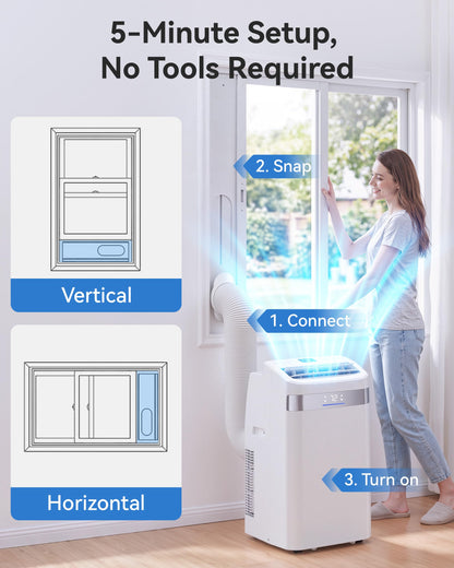 Tehanld 12000 BTU Mobile Klimaanlage Klimaanlage 4 in 1 Kühler AC-Einheit für Räume bis zu 600 Quadratfuß mit Luftentfeuchter, Ventilator, Schlafmodus, Timer
