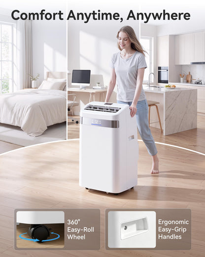 Tehanld 12000 BTU Mobile Klimaanlage Klimaanlage 4 in 1 Kühler AC-Einheit für Räume bis zu 600 Quadratfuß mit Luftentfeuchter, Ventilator, Schlafmodus, Timer
